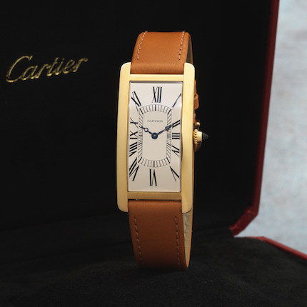 Bonhams : Cartier. An 18K gold manual wind bracelet watch Tank Chinoise,  Circa 1940