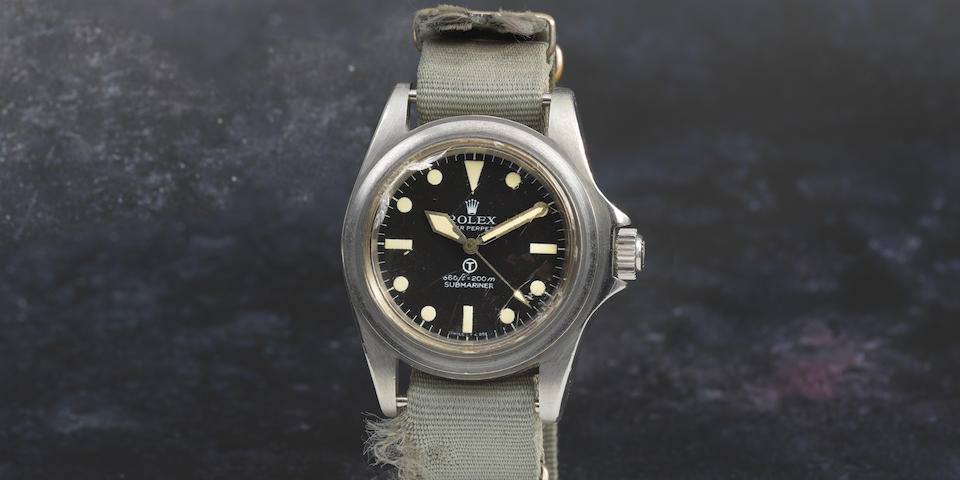 Rolex. A rare stainless steel Military automatic wristwatch issued to the Royal Navy  Military Submariner, Ref: 5513/5517, Circa 1975