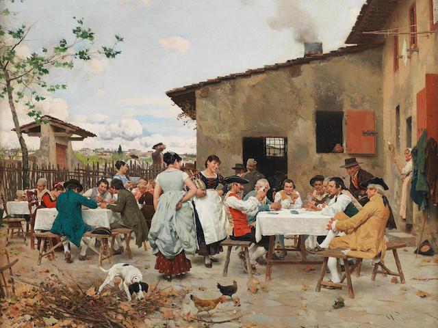 Raffaello Sorbi (Italian, 1844-1931) Trattoria di Campagna