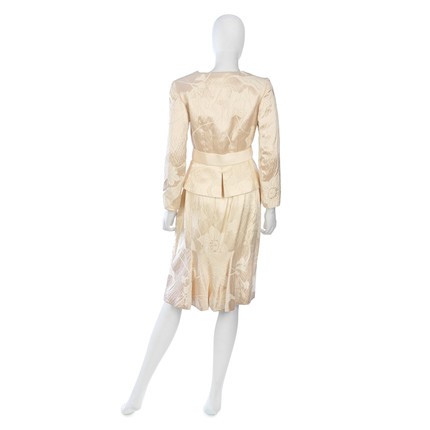 Bonhams : Valentino Couture an Ivory Floral Jacquard Silk Skirt Suit ...