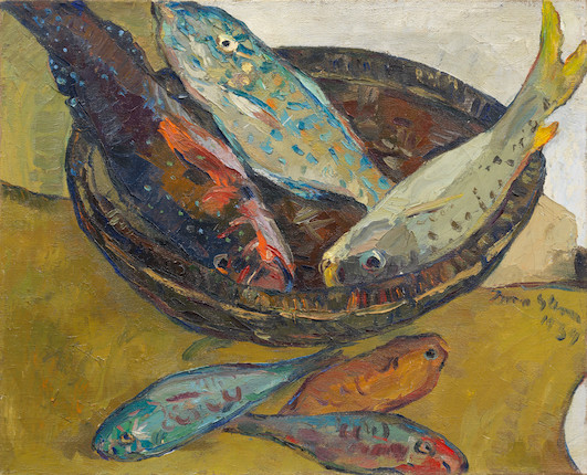 Irma Stern (South African, 1894-1966) Still life of fish  (framed) image 1