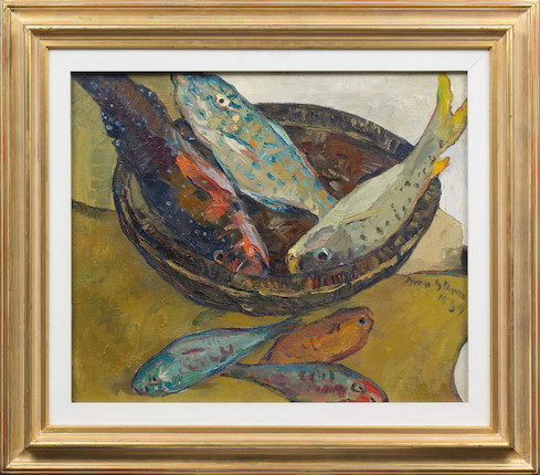 Irma Stern (South African, 1894-1966) Still life of fish  (framed) image 3