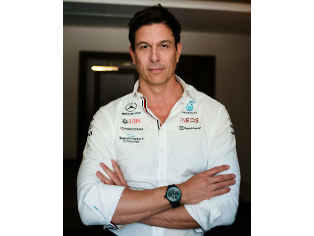 OFFERED FOR CHARITY A LIMITED EDITION BLACK CERATANIUM&#174;IWC BIG PILOT'S WATCH PERPETUAL CALENDAR WRISTWATCH WITH MOON PHASE Big Pilot's Watch Perpetual Calendar Edition "Toto Wolff x Mercedes-AMG Petronas Formula One&#8482; Team", Ref: IW503607 Limited Edition No: 50/100,