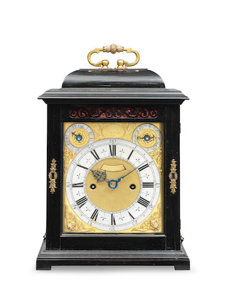 A FINE AND RARE LATE 17TH CENTURY 'PHASE TWO' EBONY CASED QUARTER REPEATING STRIKING TABLE CLOCK THOMAS TOMPION, LONDON NO. 198, CIRCA 1692 image 1