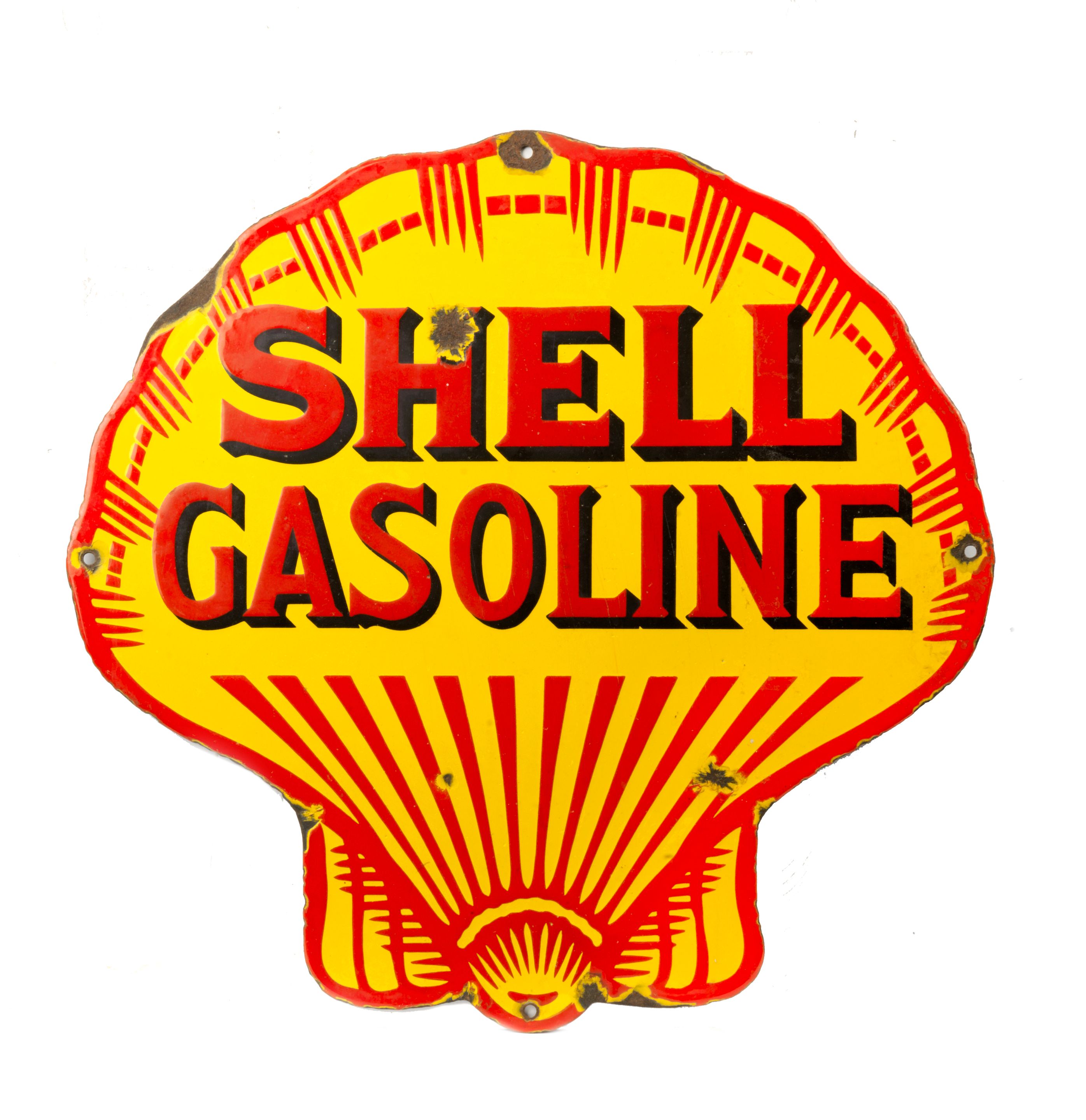 Shell Gasolineposter Bonhams Cars : A Shell Gasoline enamel sign,