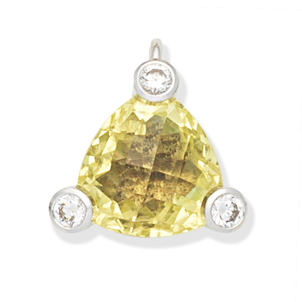 THEO FENNELL YELLOW BERYL AND DIAMOND PENDANT, image 1