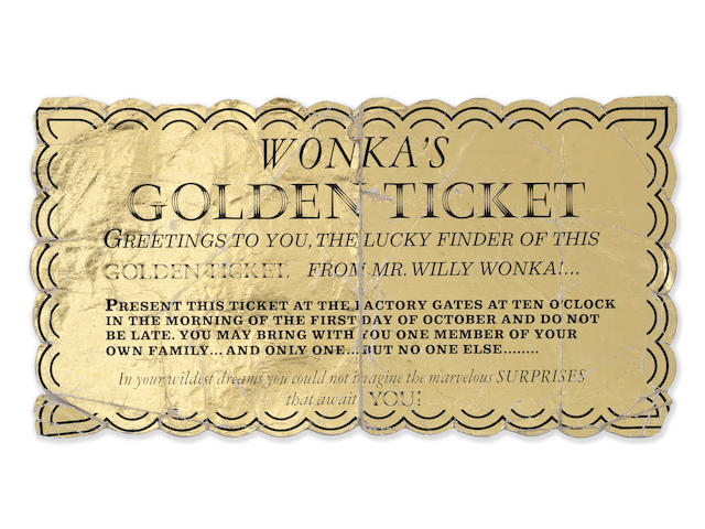Willy Wonka & The Chocolate Factory: An Original Production-Made Golden Ticket, Paramount, 1971,