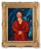 Thumbnail of CHAÏM SOUTINE (1893-1943) La femme en rouge au fond bleu (Painted circa 1928) image 3