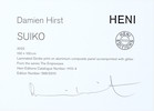 Thumbnail of Damien Hirst (British, born 1965) Suiko, from 'The Empresses' Laminated giclée print with screenprinted glitter, 2022, on aluminium composite panel, signed in pencil on the publisher's label affixed verso, stamp-numbered 566/3310, published by Heni Editions, London, housed in the original packaging, the full sheet printed to the edges, 1000 x 1000mm (39 3/8 x 39 3/8in)(SH) image 3