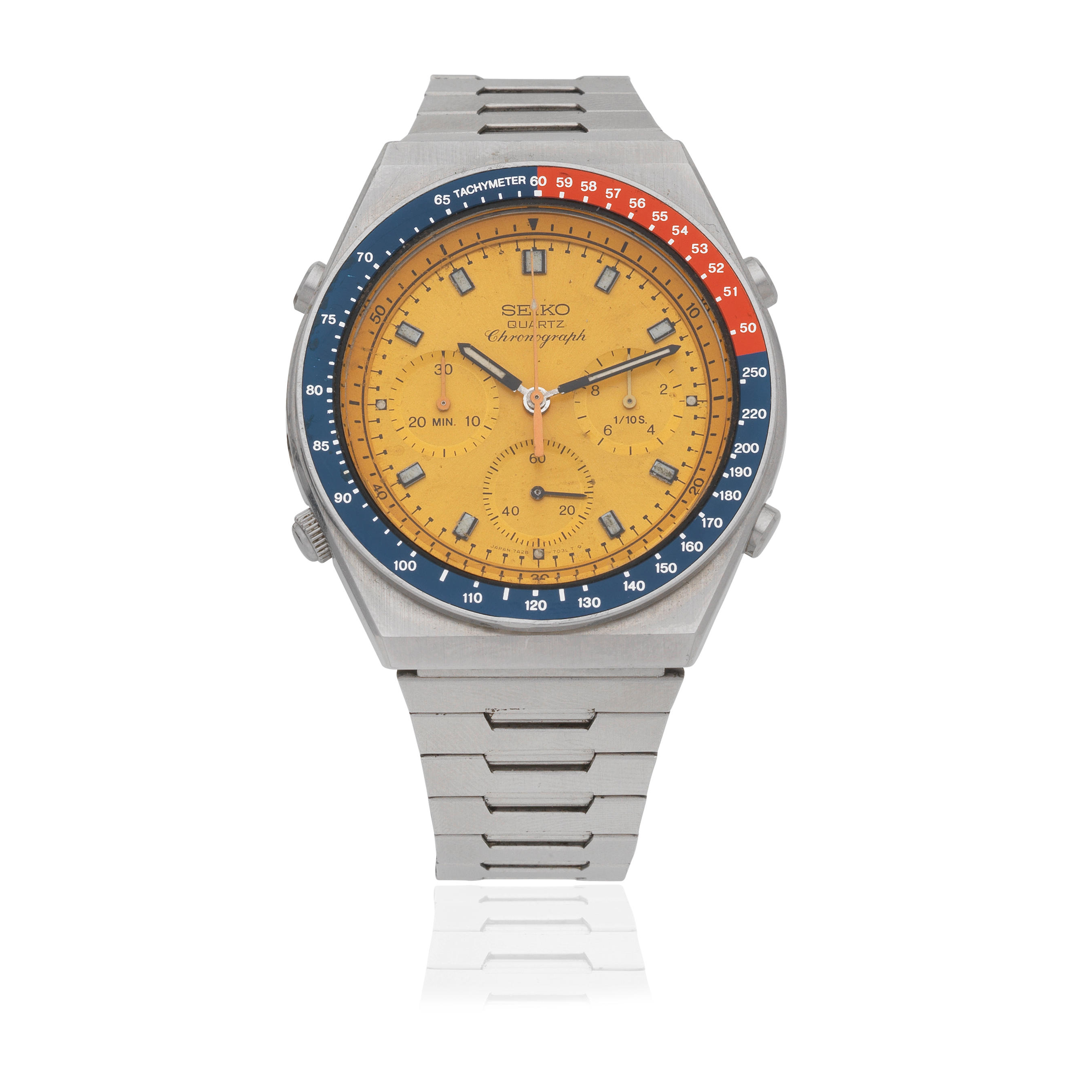 Bonhams : Seiko. A stainless steel quartz chronograph bracelet watch  'Pogue', Ref 7A28-7030, Circa 1980