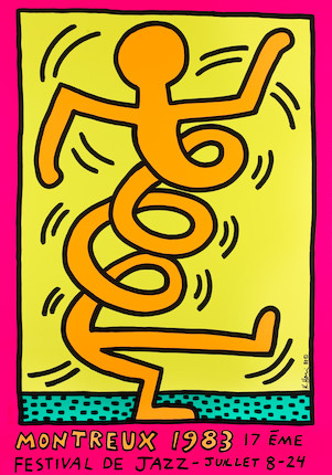 Keith Haring (American, 1958-1990) Montreux Jazz Festival (Three Works) Three screenprints in colours, 1983, each on wove, printed by Serigraphie Uldry Bern, Switzerland, published for the Montreux Jazz Festival, the full sheets printed to the edges, 1000 x 700mm (39 3/8 x 27 5/8in)(SH)(unframed)(3) image 1