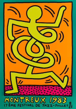 Keith Haring (American, 1958-1990) Montreux Jazz Festival (Three Works) Three screenprints in colours, 1983, each on wove, printed by Serigraphie Uldry Bern, Switzerland, published for the Montreux Jazz Festival, the full sheets printed to the edges, 1000 x 700mm (39 3/8 x 27 5/8in)(SH)(unframed)(3) image 2