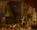 Thumbnail of David Teniers the Younger (Antwerp 1610-1690 Brussels) Interior of a laboratory with an Alchemist at work and a stuffed alligator hanging from a ceiling beam image 1