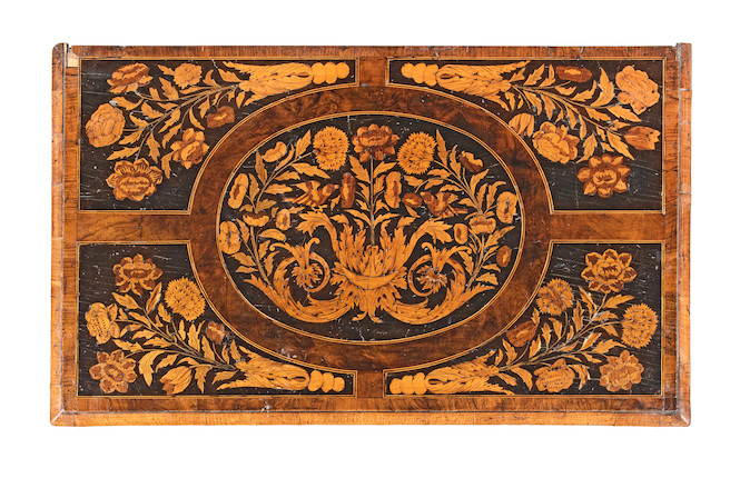 A William and Mary walnut and seaweed marquetry chest image 2