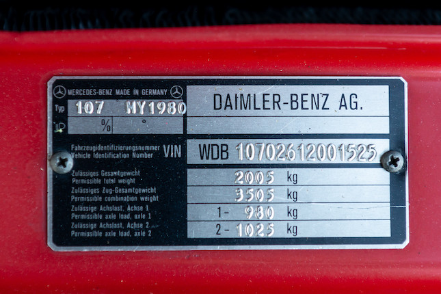 1980 Mercedes-Benz 450SLC 5.0  Chassis no. WDB10702612001525 image 11