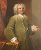 Thumbnail of Circle of Joseph Highmore (London 1692-1780 Canterbury) Portrait of a gentleman, three-quarter length, in a green coat image 1