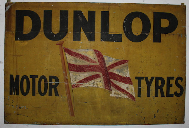 A Dunlop Motor Tyres painted tin sign, image 1