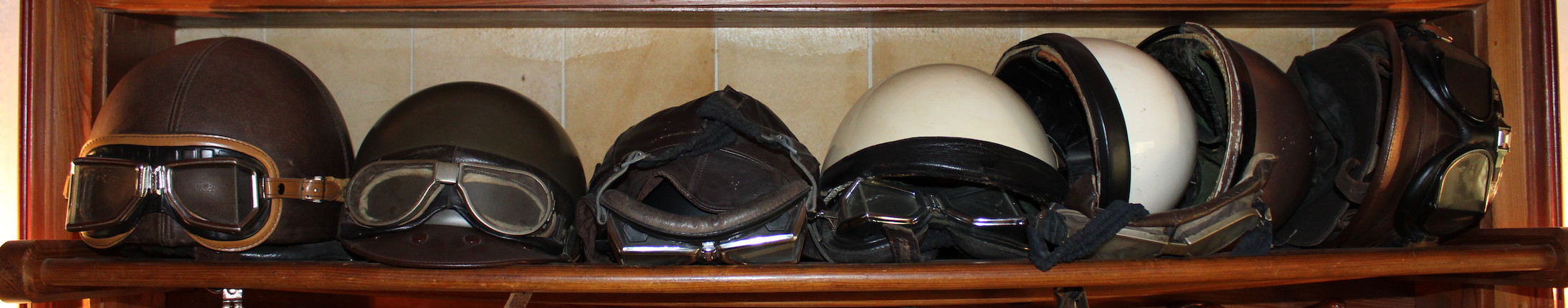 Motorcycle helmets and goggles, various types and dates,  (Qty) image 1