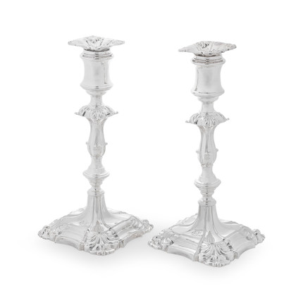 A PAIR OF GEORGE II STYLE CANDLESTICKS By Henry Wilkinson & Co, London, 1892  (2) image 1