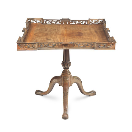 A GEORGE II AND LATER MAHOGANY SILVER TABLE image 1