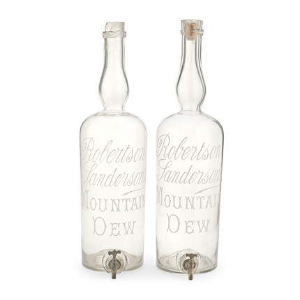 A PAIR OF OVERSIZED GLASS WHISKY BOTTLES image 1