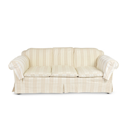 AN UPOLSTERED SOFA TOGETHER WITH A PAIR OF EASY ARMCHAIRS First half 20th century and early 20th century (3) image 2