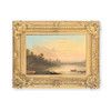 Thumbnail of Edward Train (British, 1801-1866) Dusk at a lakeside with a castle beyond image 2