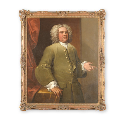 Circle of Joseph Highmore (London 1692-1780 Canterbury) Portrait of a gentleman, three-quarter length, in a green coat image 2