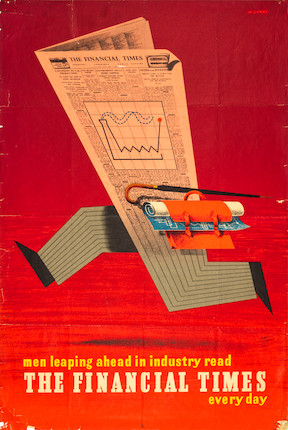 ABRAM GAMES (1914-1996) THE FINANCIAL TIMES. MEN LEAPING AHEAD IN INDUSTRY READ THE FINANCIAL TIMES EVERY DAY. image 1