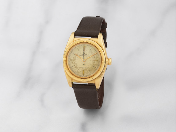 Rolex. Montre bracelet en or jaune 18K (750) bubble back mouvement automatique Rolex. An 18K gold automatic bubble back wristwatch   Oyster Perpetual, Ref 3372, Circa 1946 image 1