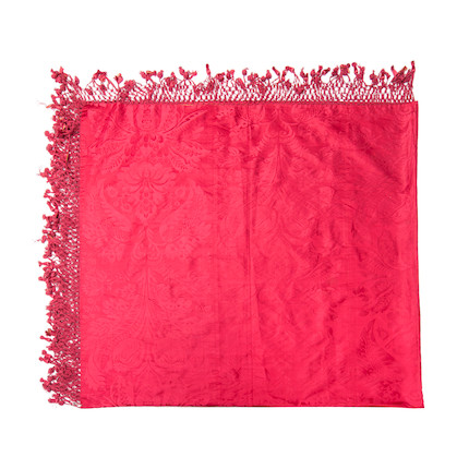 A red silk damask coverlet 19th century, French image 1