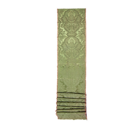 A length of green damask silk 20th century, French image 1
