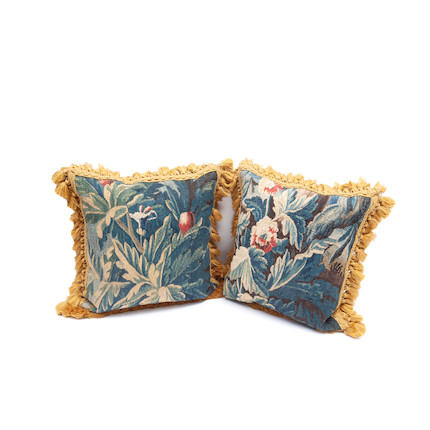 A pair of cushions of verdure tapestry 18th century, Aubusson image 1
