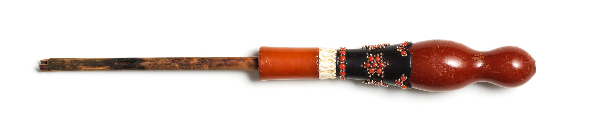 An ivory, coral and amber mounted mouthpiece for the Ottoman market Europe, 19th Century image 1