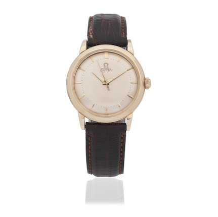 Bonhams : Omega. A 14K gold bumper automatic wristwatch Circa 1950