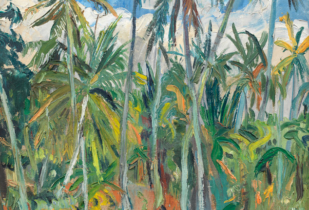Irma Stern (South African, 1894-1966) 'Palm Trees', Zanzibar within artist's original Zanzibar frame. image 4