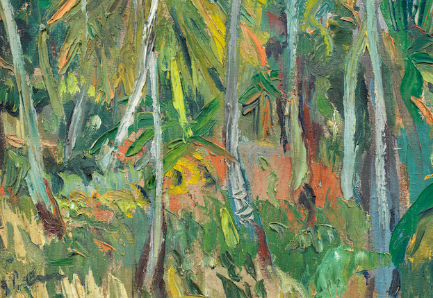 Irma Stern (South African, 1894-1966) 'Palm Trees', Zanzibar within artist's original Zanzibar frame. image 3