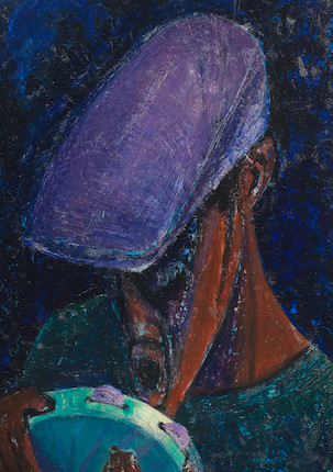 Yusuf Adebayo Cameron Grillo (Nigerian, 1934-2021) Blind Minstrel (framed) image 2