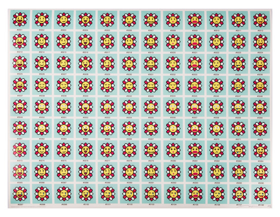 Takashi MURAKAMI (Né en 1962) FLOWERS, CIRCA 2018 Offset en couleurs sur papier glacéSigné et numéroté 219/300 l'encre52,5 x 68,5 cm image 1