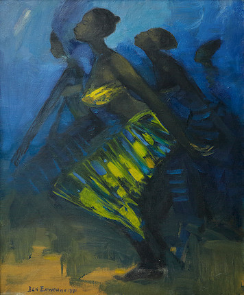 Benedict Chukwukadibia Enwonwu M.B.E (Nigerian, 1917-1994) Africa Dances, 1991 (framed) image 1