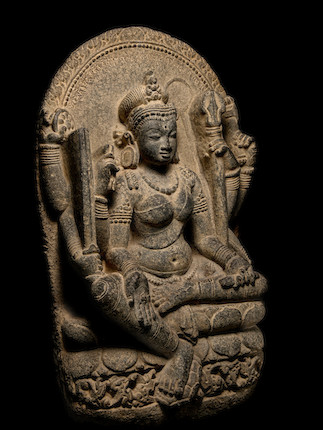 A BLACKSTONE STELE OF MAHAPRATISARA NORTHEASTERN INDIA, BIHAR, PALA PERIOD, 9TH CENTURY image 2