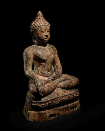 A COPPER ALLOY FIGURE OF BUDDHA NORTHERN THAILAND, LAN NA KINGDOM, CIRCA 1470-1503 image 2