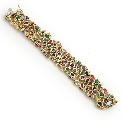 Bonhams : A diamond bracelet Tutti Frutti set with numerous rubies ...