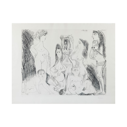 Gamin se glissant dans un Hammam un Jour réservé aux Femmes, from Séries 347 (B. 1667; Ba. 1683 Bb1) puntaseca y aguafuerte, 1968, firmada y numerada de la edición de 50 image 1