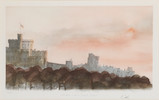 Thumbnail of HM King Charles III (British, born 1948) Windsor Castle North Aspect Lithograph in colours, 1991, on Somerset wove paper, signed, titled, dated and numbered 15/100 in pencil (there were also 15 artist's proofs), printed by Curwen Prints Ltd., Chilford, published by Anna Hunter Fine Arts, London, with margins, framed; accompanied by the justification page signed by the publisher, housed within the blue linen-covered portfolioImage 245 x 425mm (9 5/8 x 16 3/4in)(2) image 1