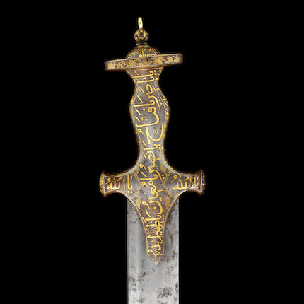 The Bedchamber Sword of Tipu Sultan (reg. 1782-1799), a fine gold-koftgari-hilted steel sword (sukhela) India,  18th Century image 5