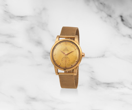 Omega. Montre bracelet en or jaune 18K (750) mouvement automatique à bumper Omega. An 18K gold bumper automatic bracelet watch  Seamaster, Ref 2657, Circa 1957 image 1