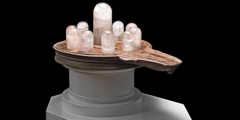 A rare monumental marble and rock crystal lingam shrine India, 19th/ 20th Century(12)