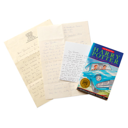 ROWLING (J.K.) Three autograph letters signed; with inscribed first edition of Harry Potter and the Chamber of Secrets image 1