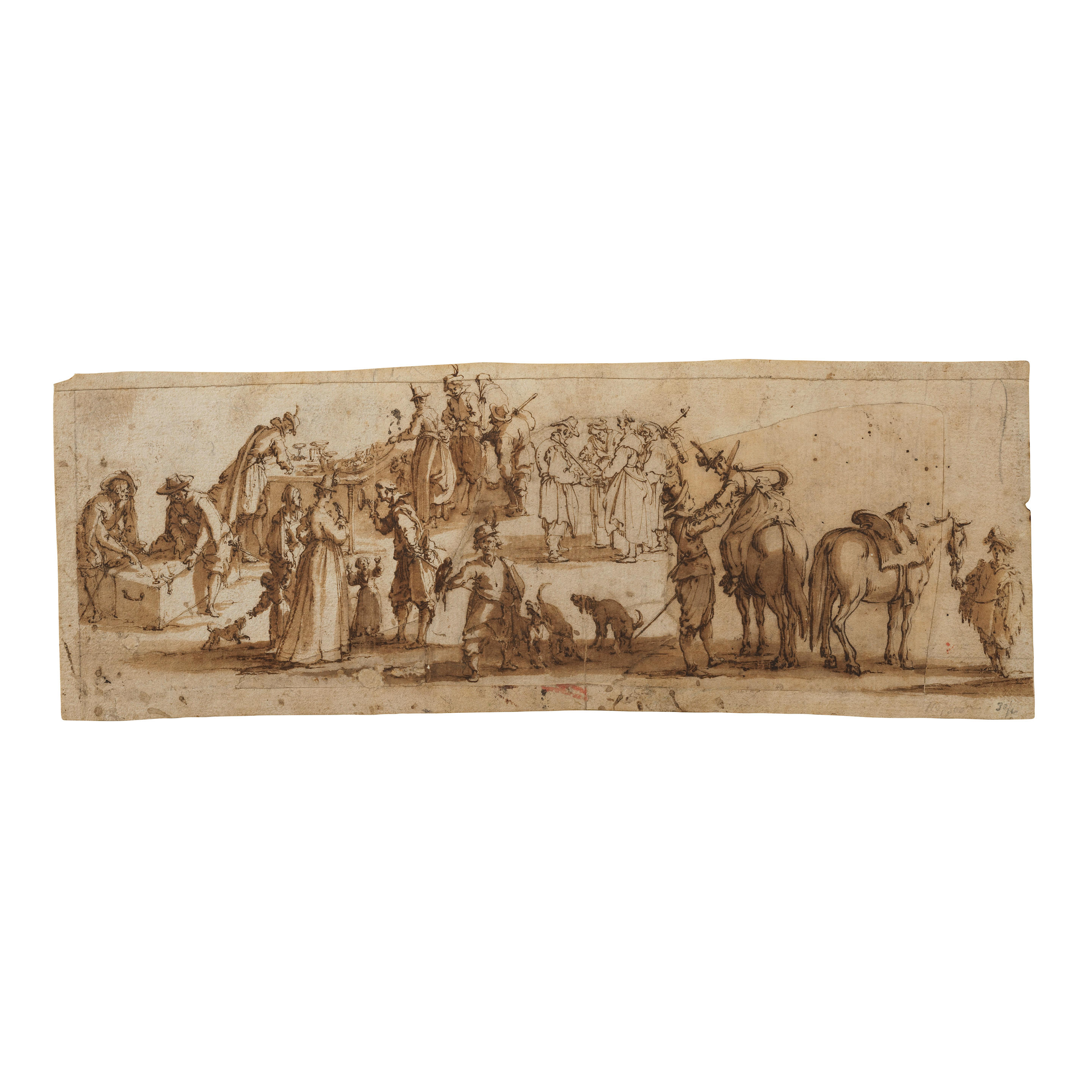 ATTRIBUÉ À JACQUES CALLOT(1592-1635)Scène de marché: études de figures